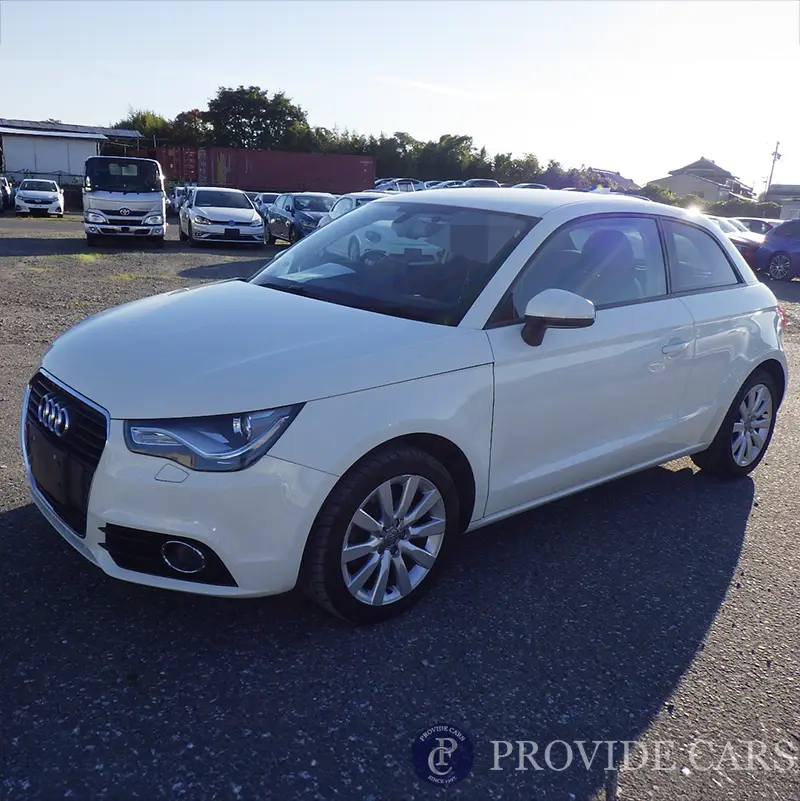 White Audi purchased from Japan car auction ready for export.