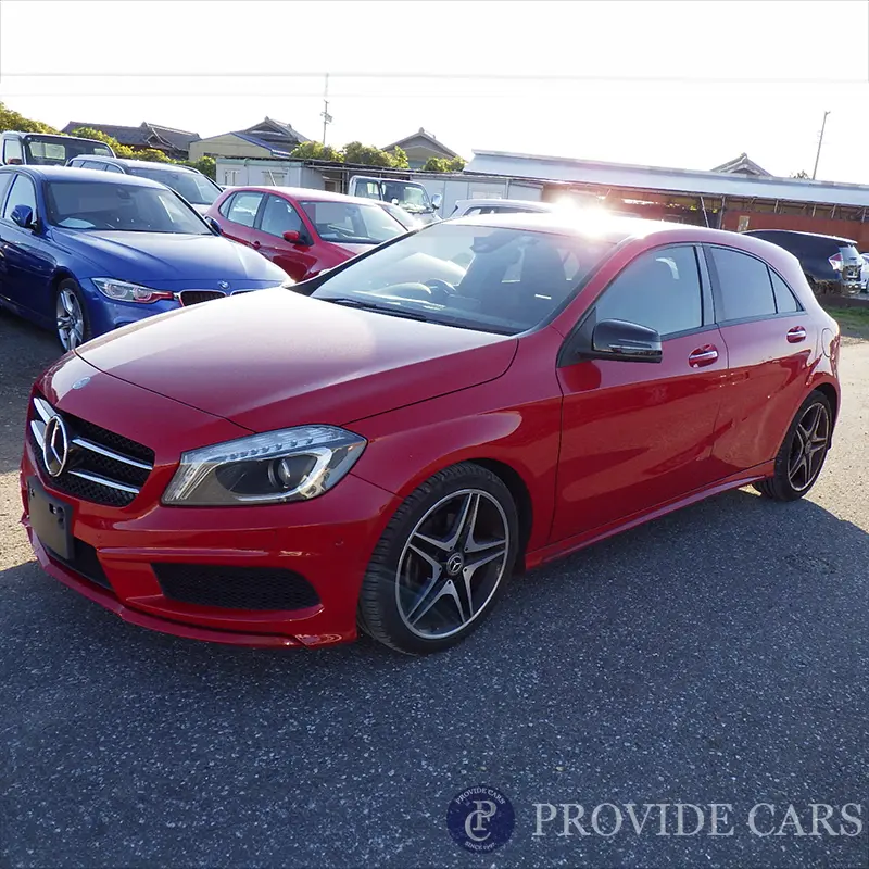 Red Mercedes-Benz bought from Japan car auction for international shipping