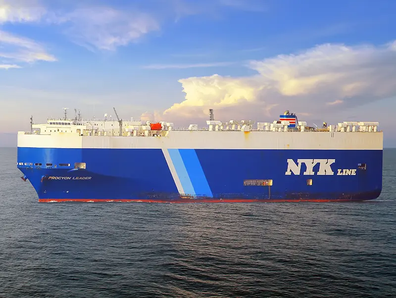 Shipping vehicles purchased from Japan car auctions using NYK Line cargo ships.