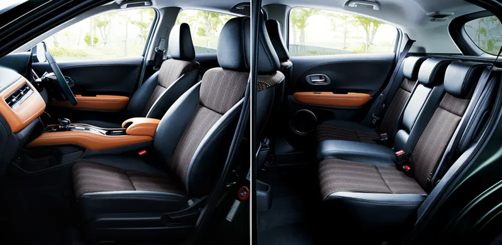 Interior of 2013 Honda Vezel – spacious front and rear seats with premium design