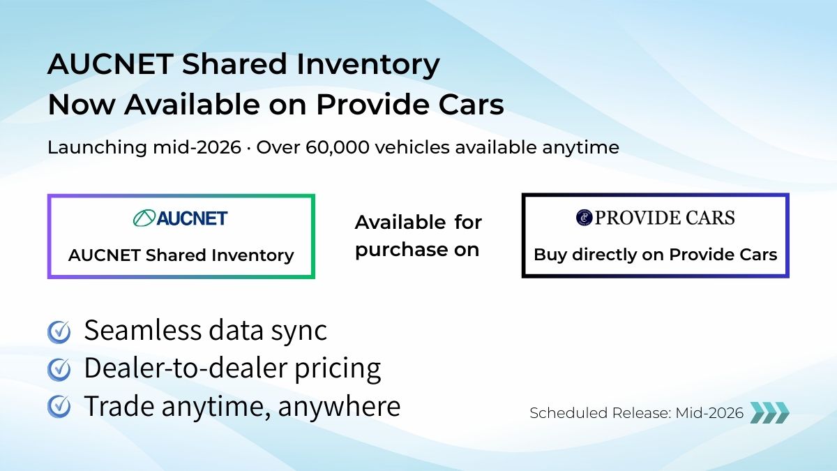 Aucnet shared inventory now available on Provide Cars